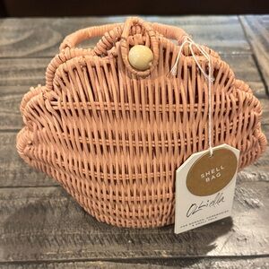 Olli Ella Pink Woven Shell Bag